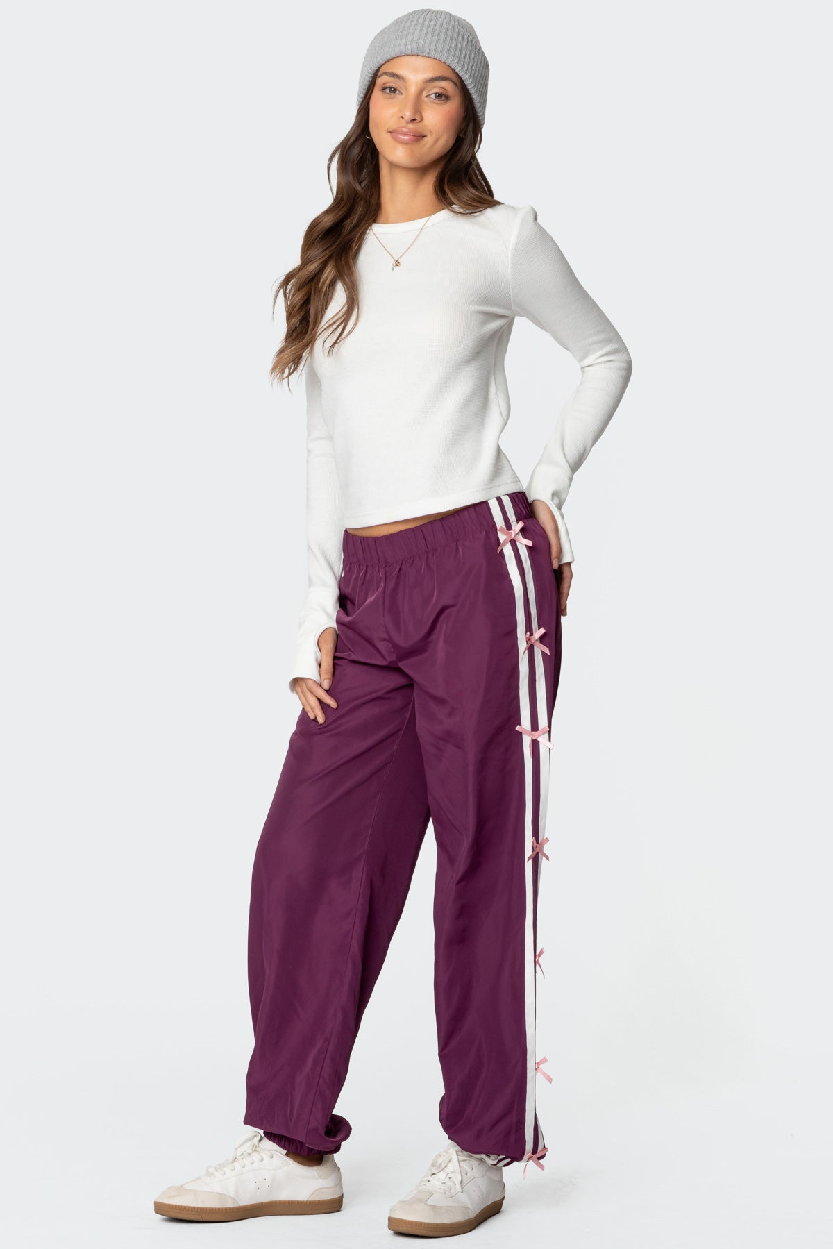 Bow Stripe Nylon Track Pants