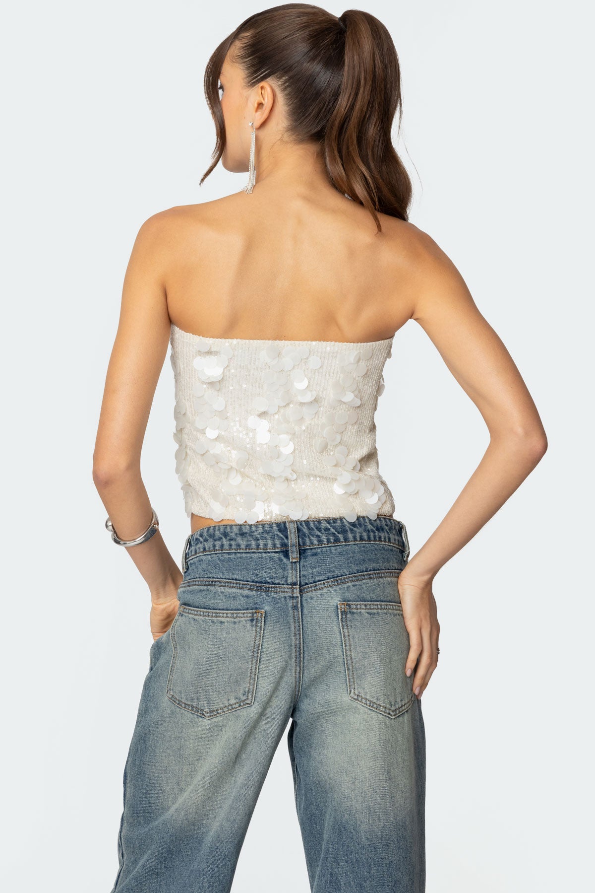 Samara Sequin Strapless Top