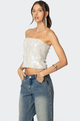 Samara Sequin Strapless Top