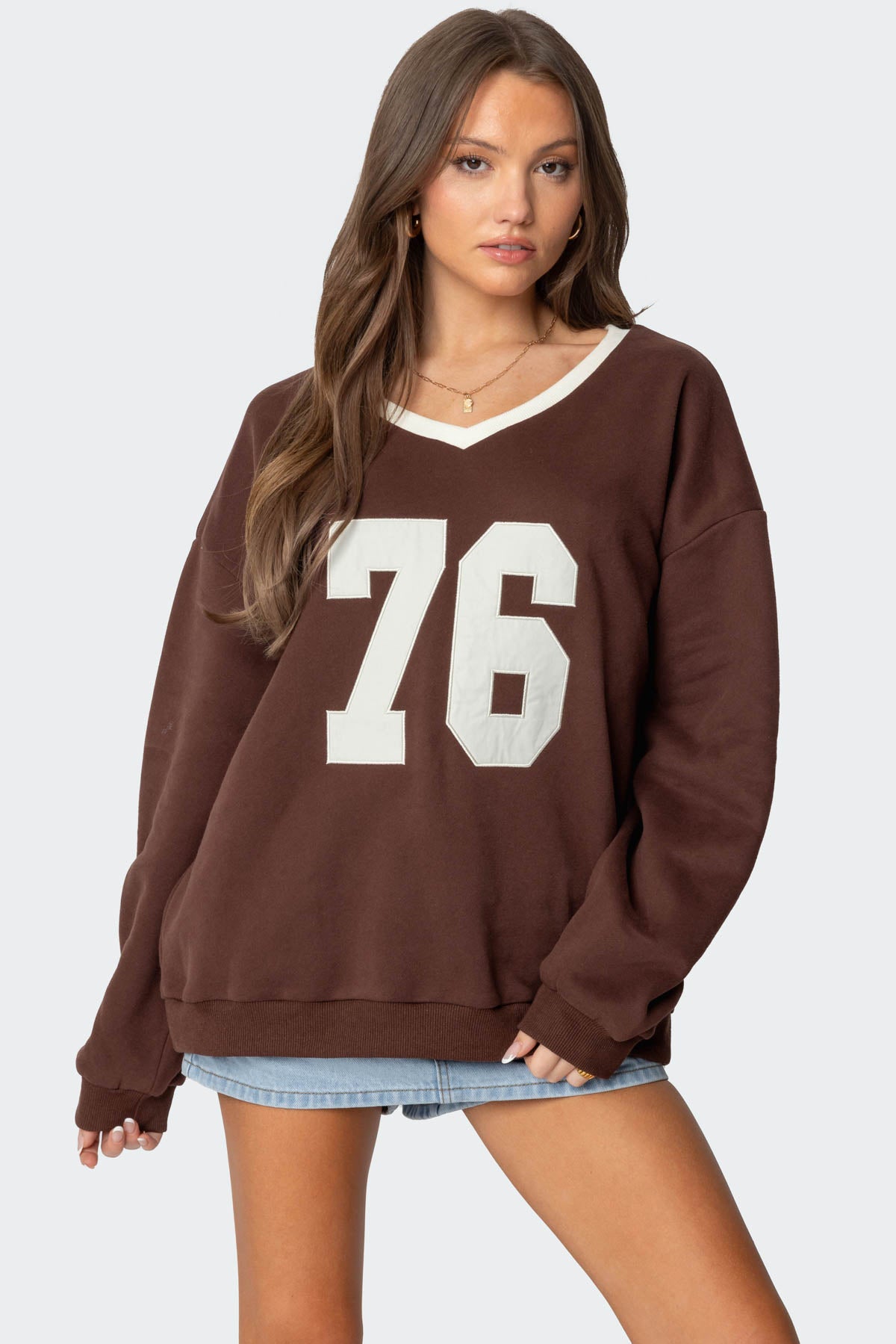 76 Oversized V Neck Sweatshirt