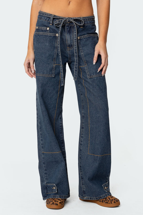 Funky Stitch Low Rise Jeans