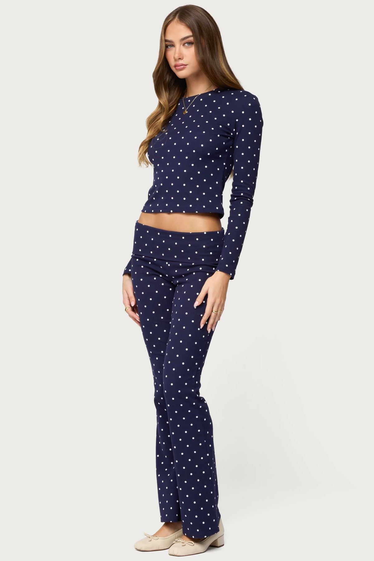 Daliya Polka Dot Fold Over Trousers