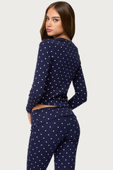 Daliya Polka Dot Long Sleeve Top
