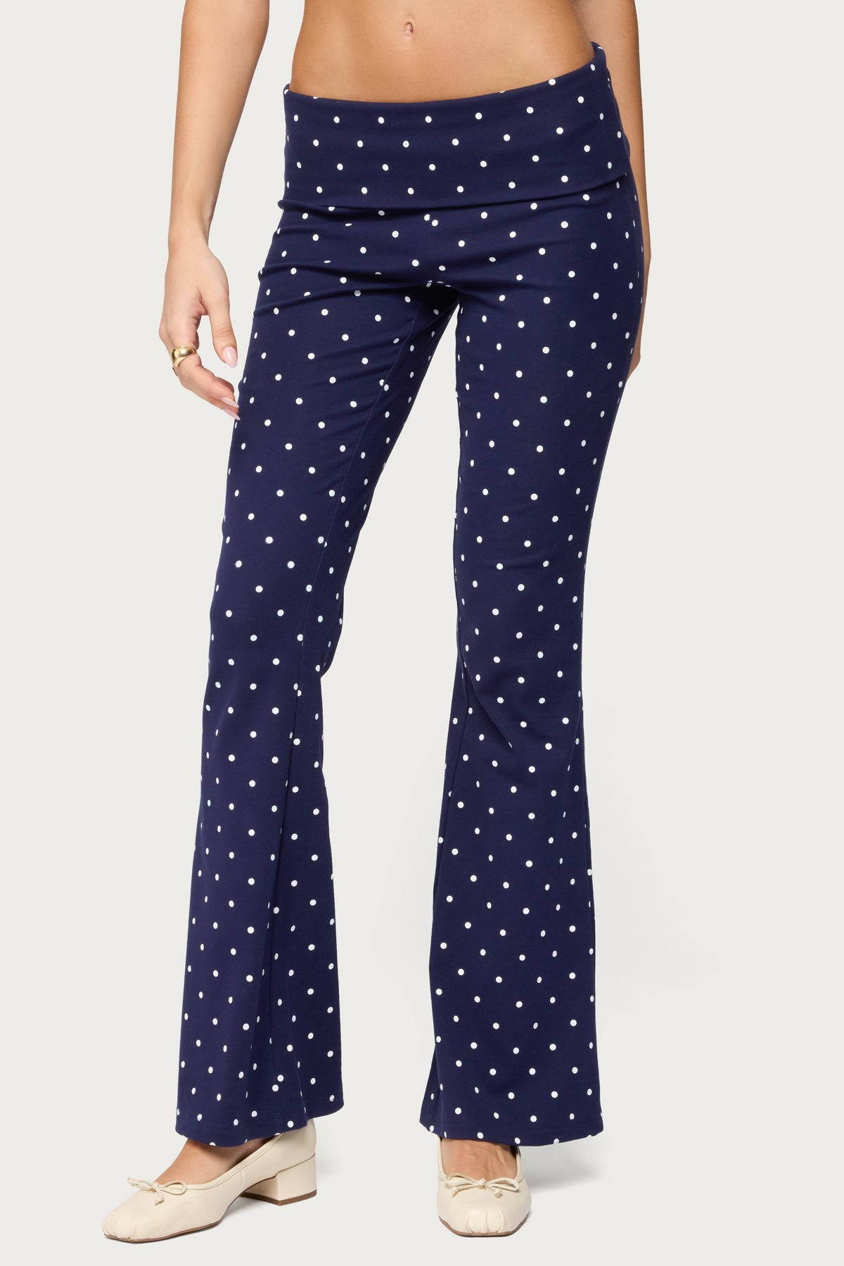 Daliya Polka Dot Fold Over Trousers