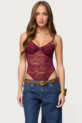 Strappy Sheer Lace Bodysuit