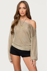 Charlo Off Shoulder Shiny Knit Top