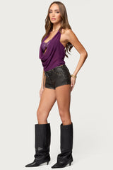 Issey Layered Bandeau Cowl Neck Top