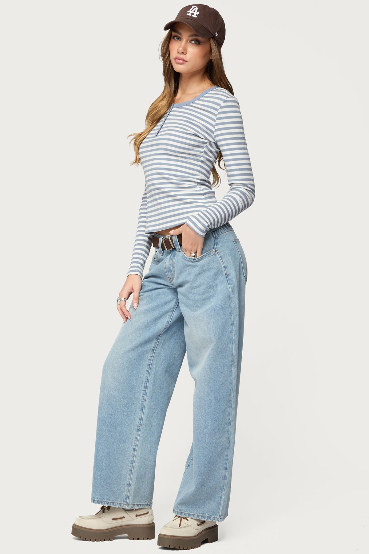 Roma Striped Henley Top