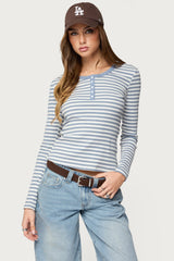 Roma Striped Henley Top