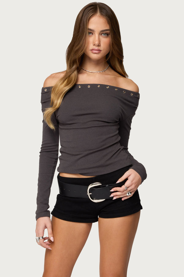 Rebekka Grommet Off Shoulder Top