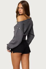 Doro Studded Off Shoulder Sweater
