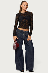 Rosette Bandeau Sheer Lace Top