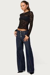 Rosette Bandeau Sheer Lace Top