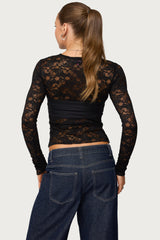 Rosette Bandeau Sheer Lace Top