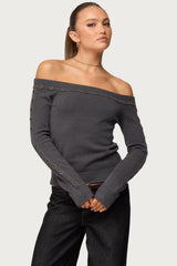 Morgen Grommet Off Shoulder Knit Top