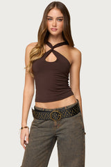 Dariah Twisted Crisscross Cutout Top