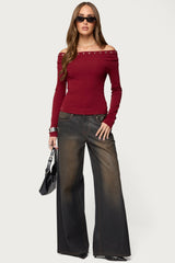 Rebekka Grommet Off Shoulder Top