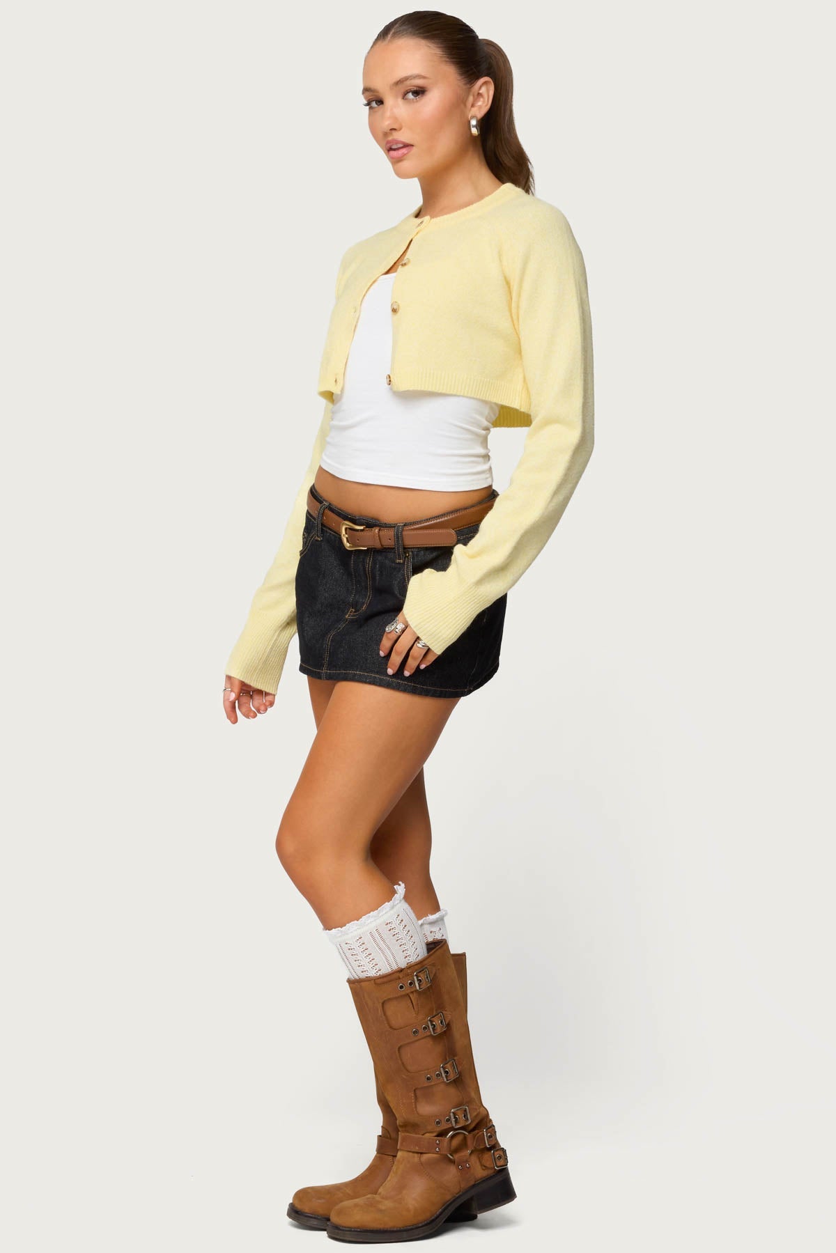 Morgynne Cropped Knit Cardigan