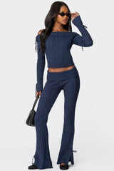 Chase Fold Over Cable Knit Top