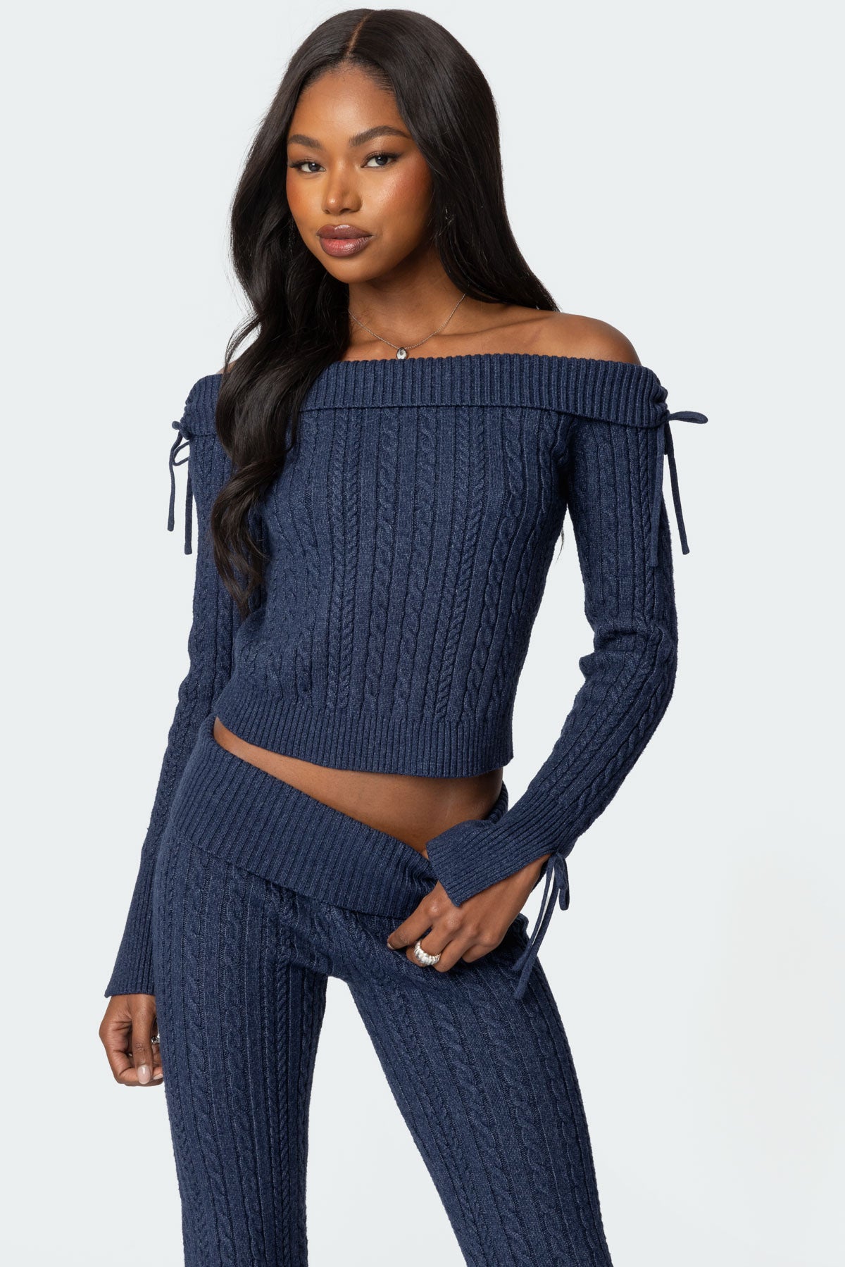 Chase Fold Over Cable Knit Top