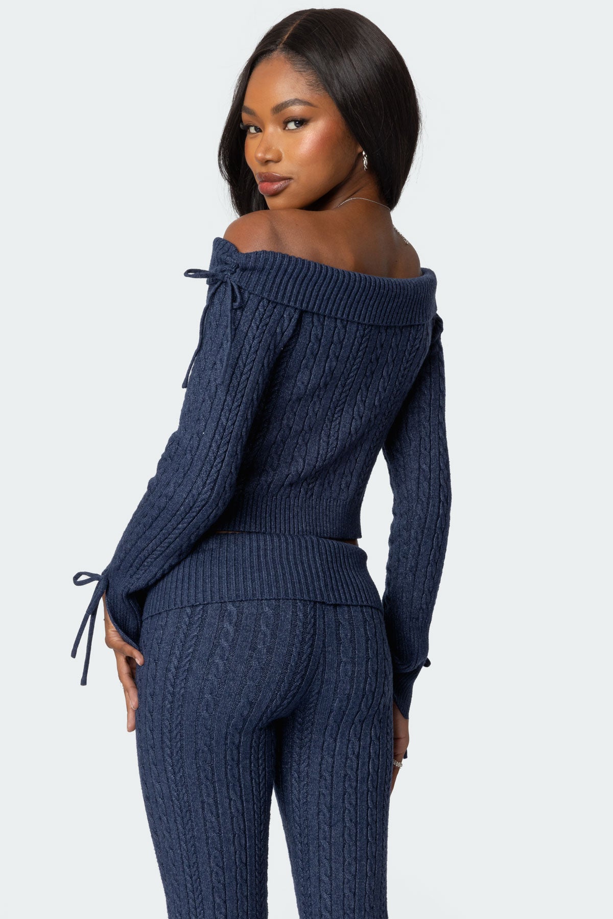 Chase Fold Over Cable Knit Top