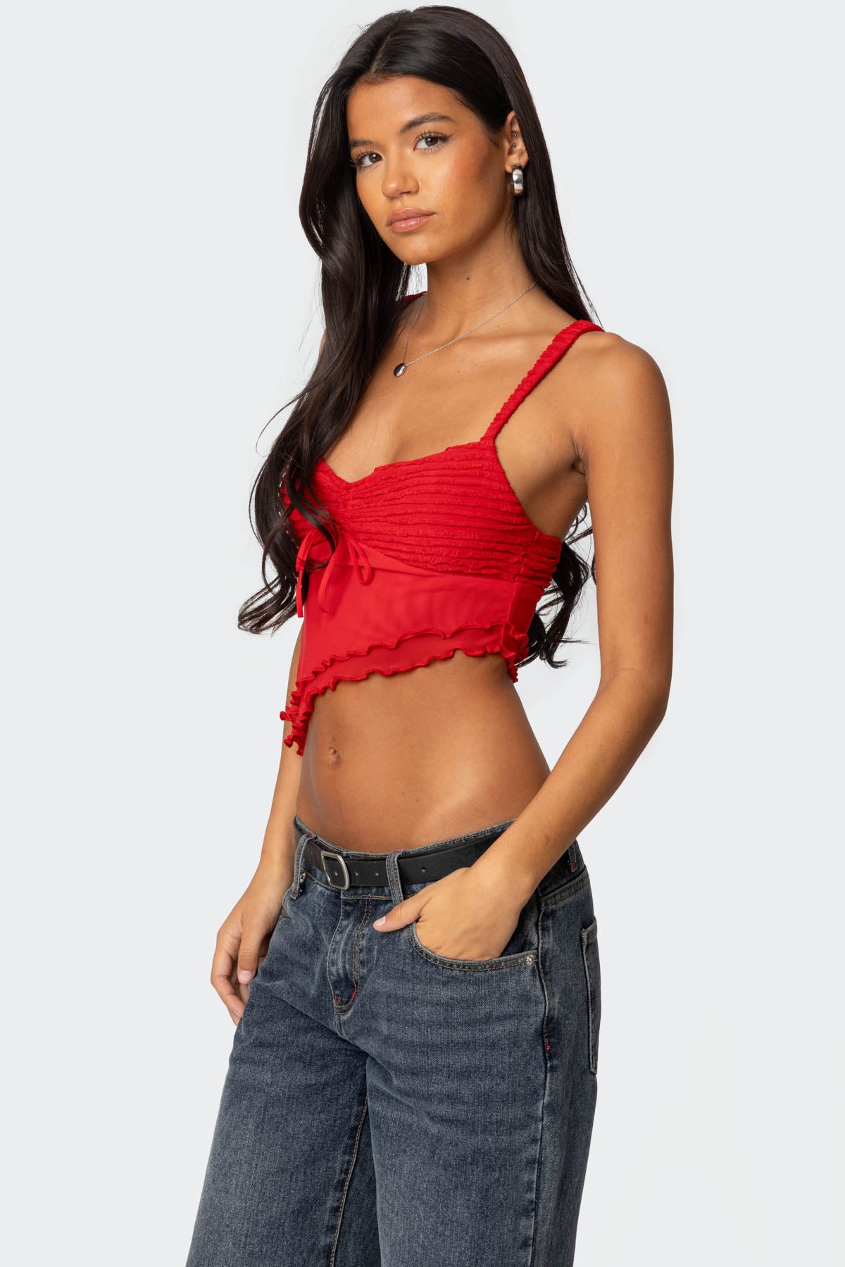 Ruffled Asymmetric Tank Top