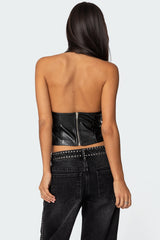 Tana Faux Leather Halter Top