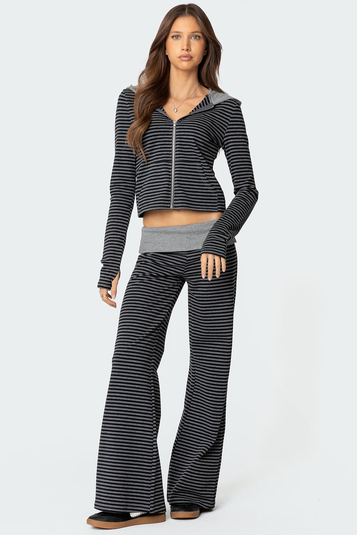 Meggy Striped Zip Up Hoodie