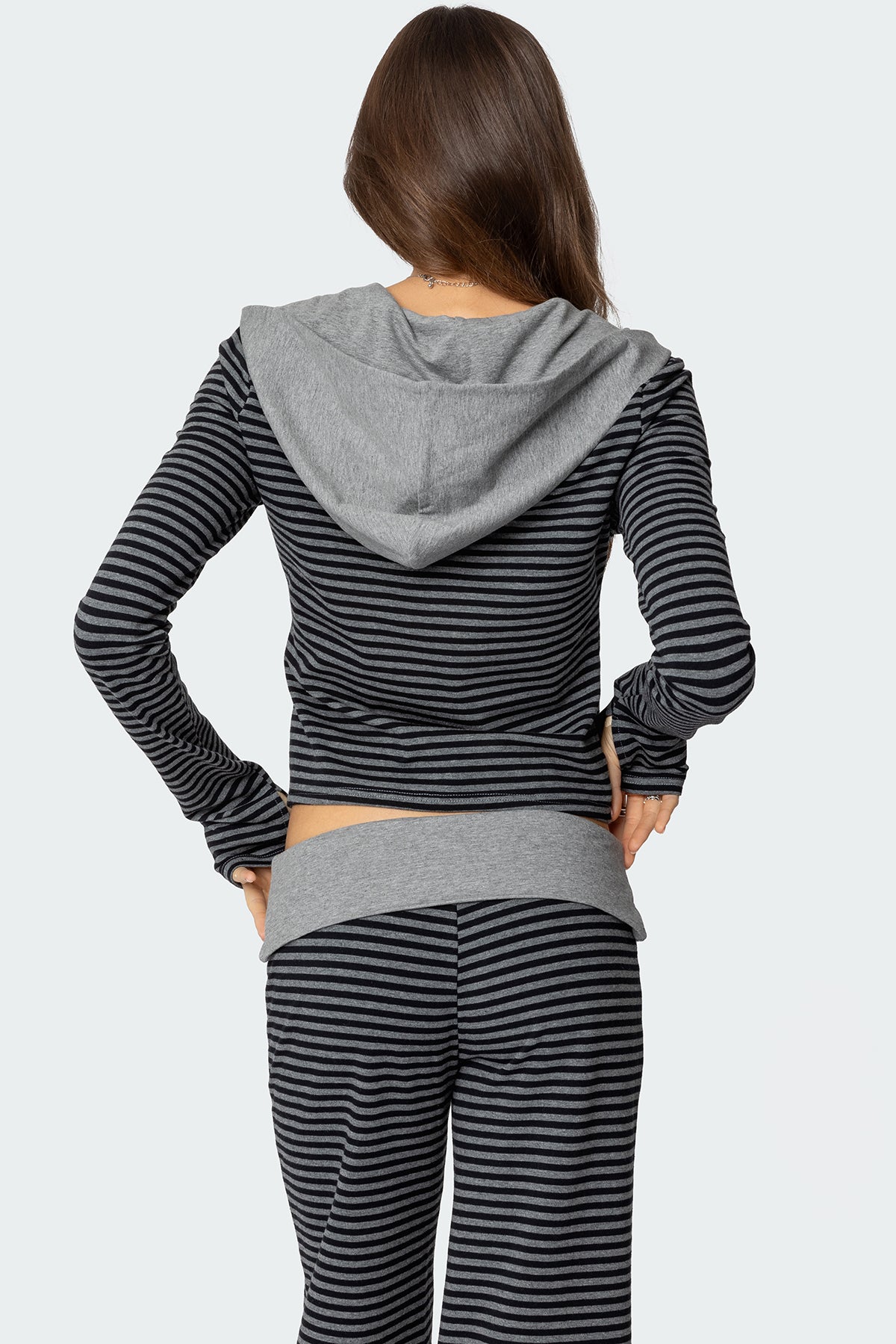 Meggy Striped Zip Up Hoodie