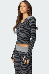 Meggy Striped Zip Up Hoodie