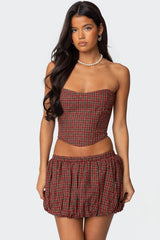 Marlene Plaid Lace Up Corset