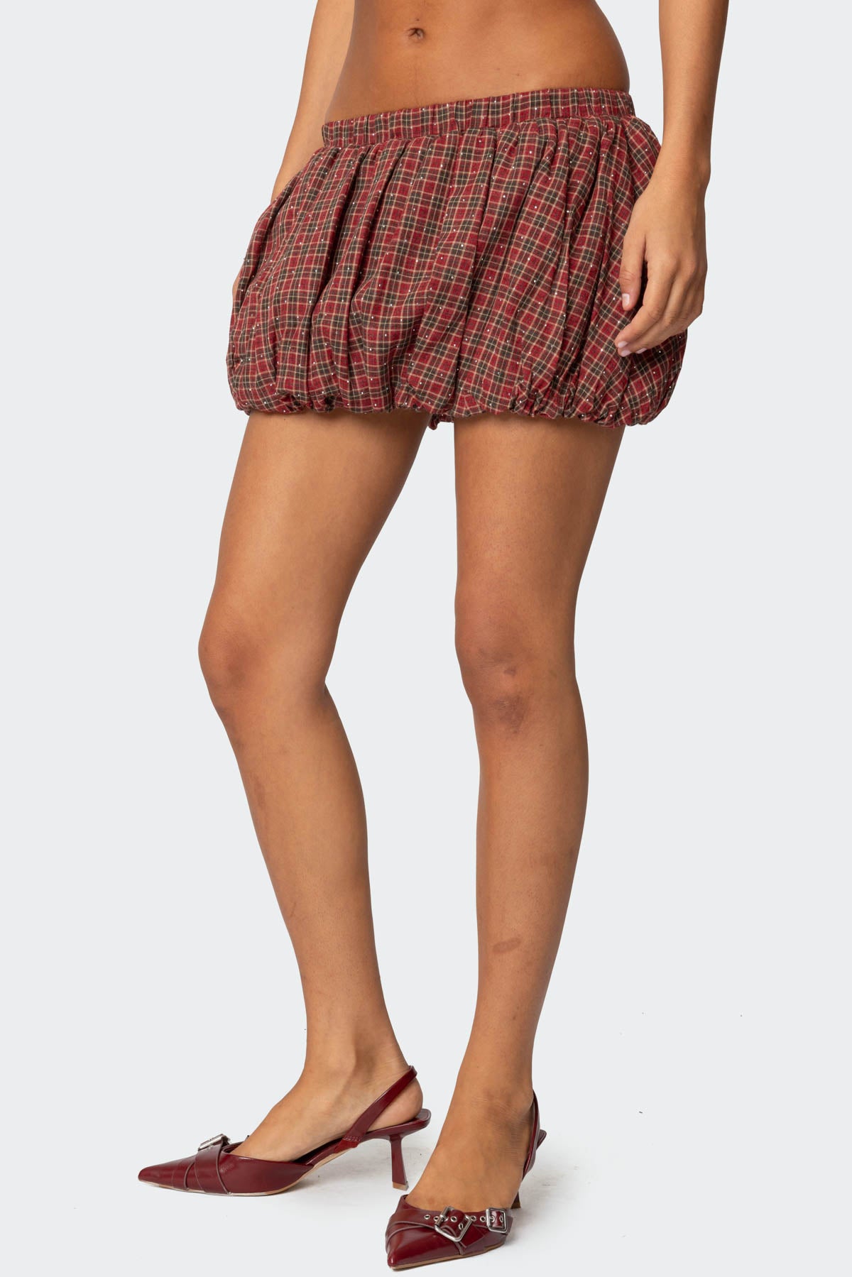 Marlene Plaid Bubble Mini Skirt