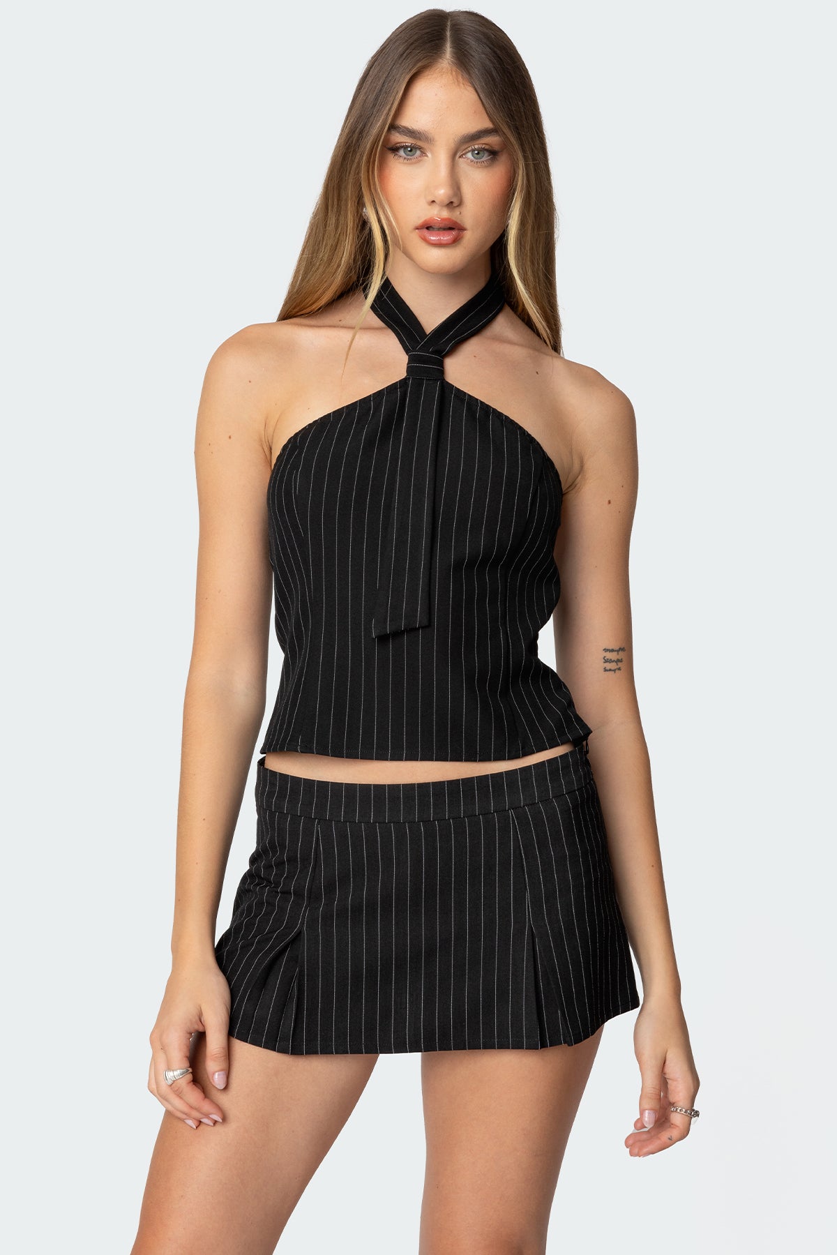 Karine Pinstripe Halter Top