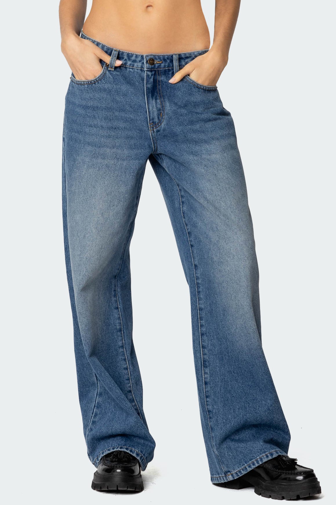 Nyc Washed Low Rise Jeans