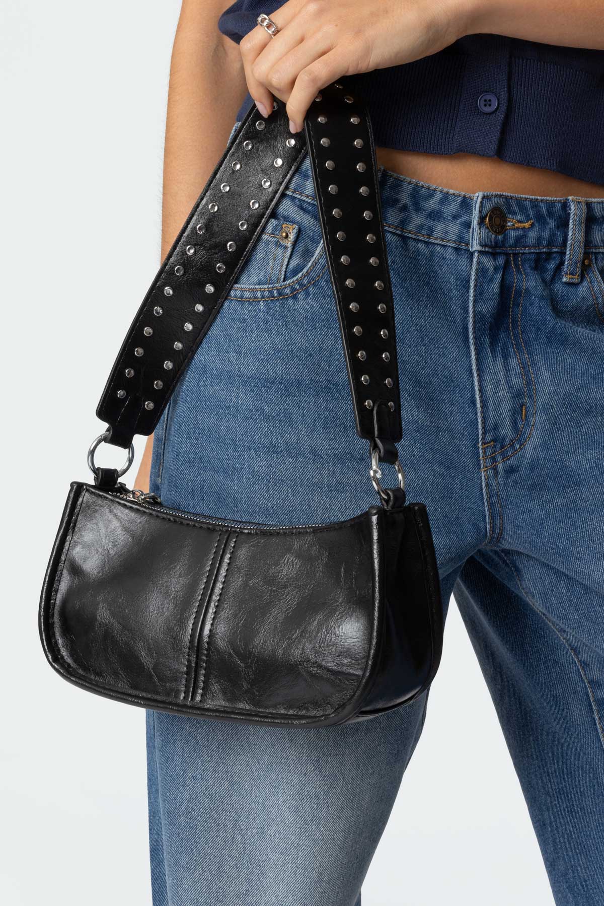 Studded Strap Faux Leather Bag