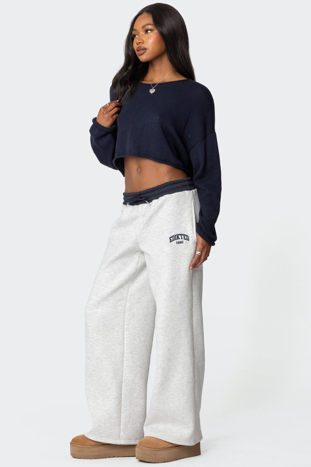 Edikted Contrast Embroidered Sweatpants