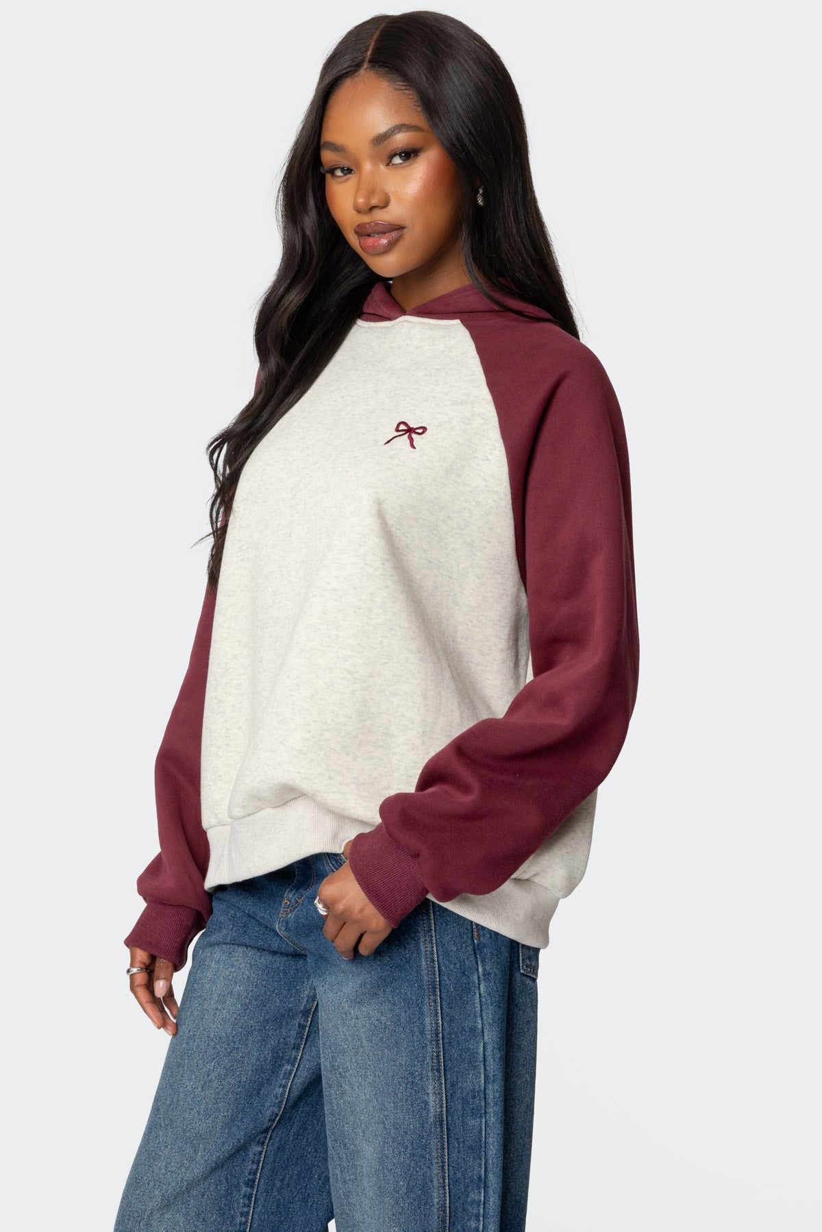 Raglan Bow Oversized Hoodie