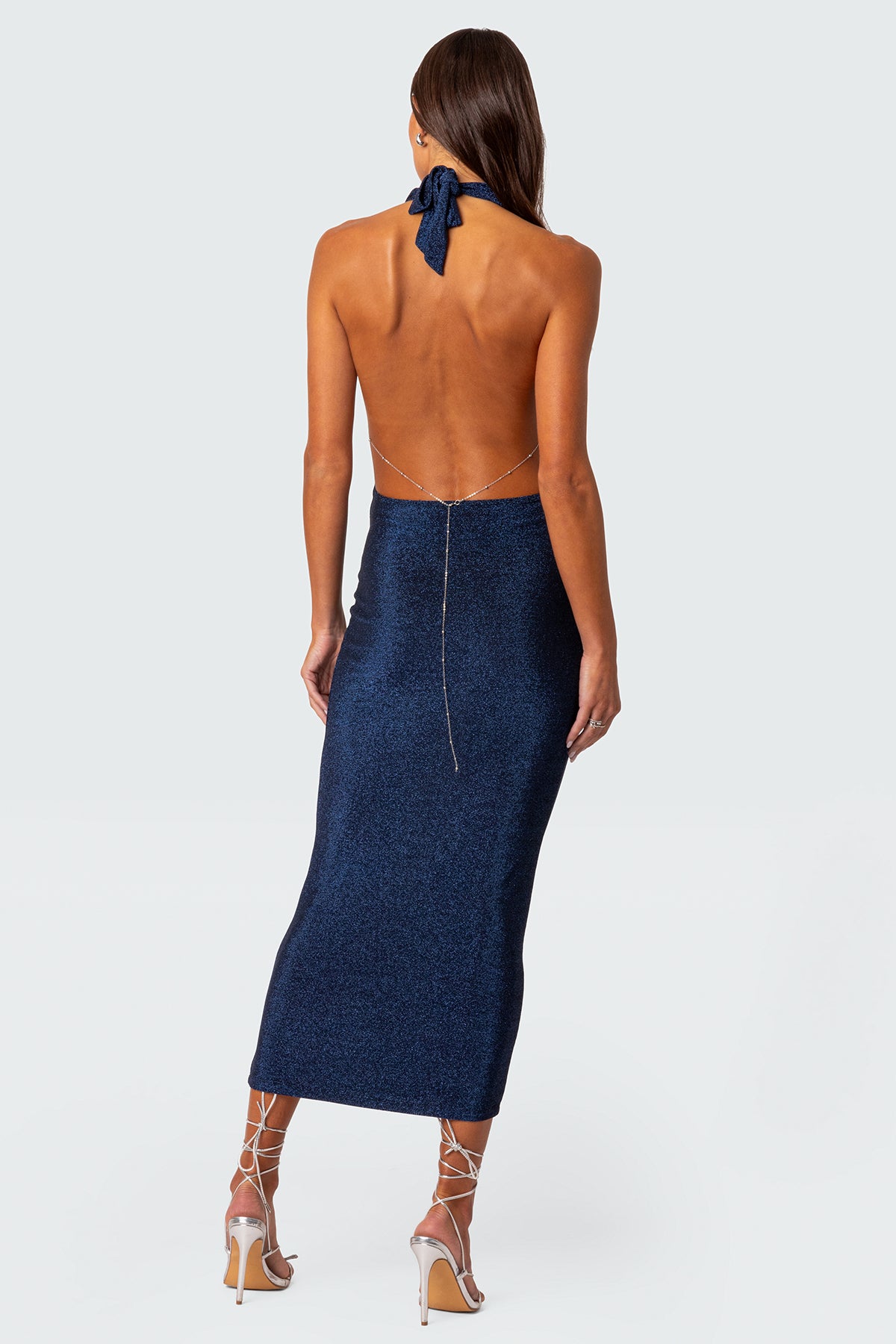 Cowl Neck Open Back Maxi Dress