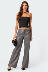 Faux Leather Straight Leg Pants