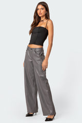 Faux Leather Straight Leg Pants