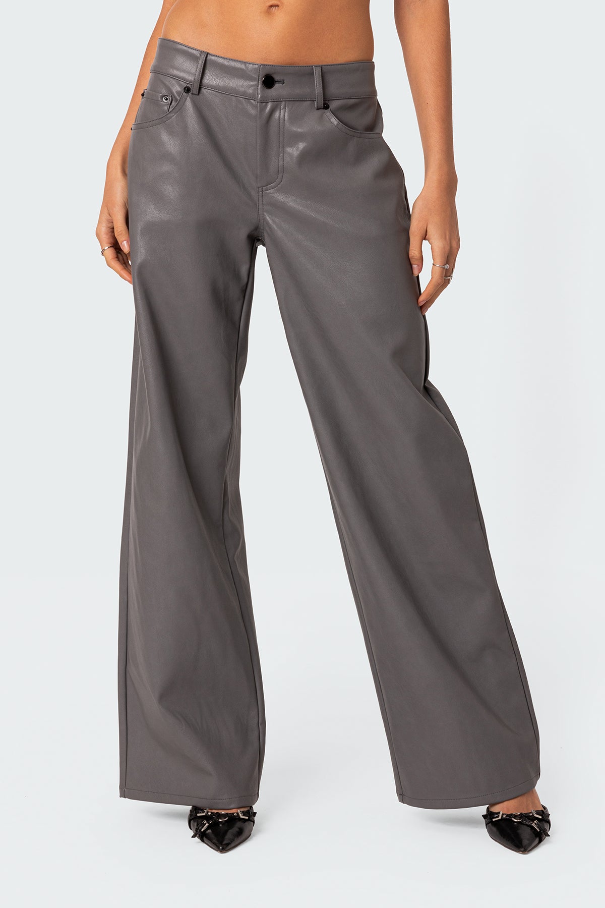 Faux Leather Straight Leg Pants