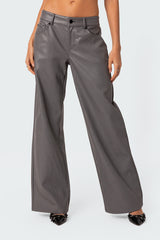 Faux Leather Straight Leg Pants