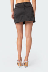 Daina Satin Slit Mini Skirt