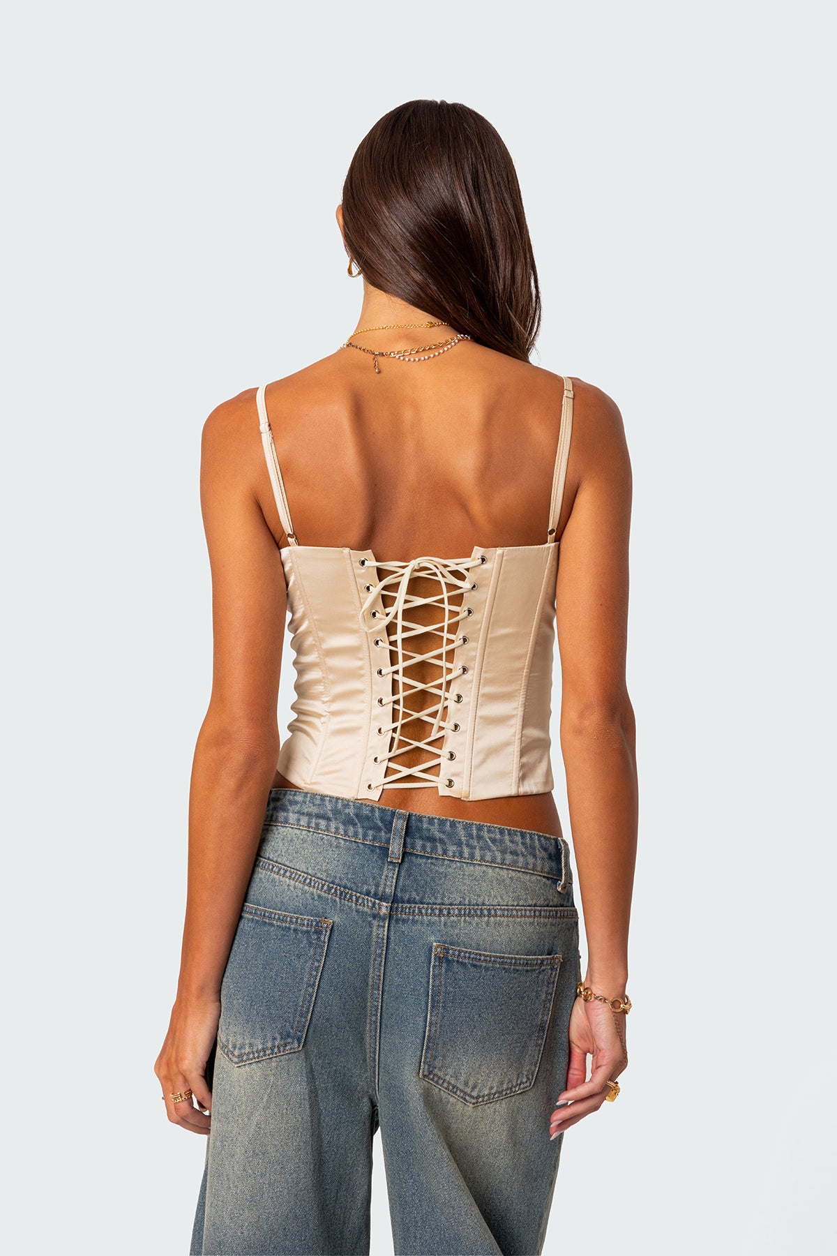 Arabelle Satin Effect Lace Up Corset