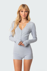 Fantasy Button Up Ribbed Romper