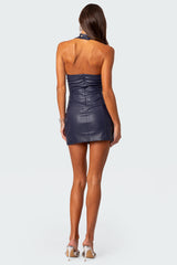 Fiia Lace Up Faux Leather Mini Dress