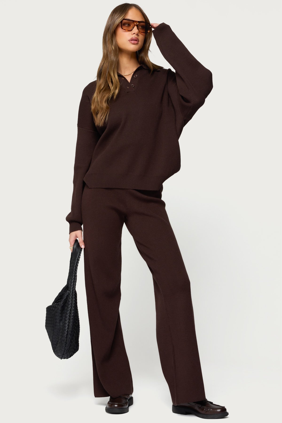 Lorie Oversized Knit Polo Sweater