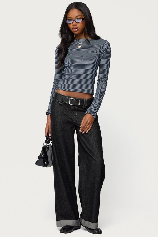 Loria Striped Boat Neck Top