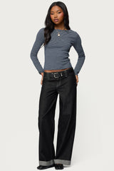 Loria Striped Boat Neck Top