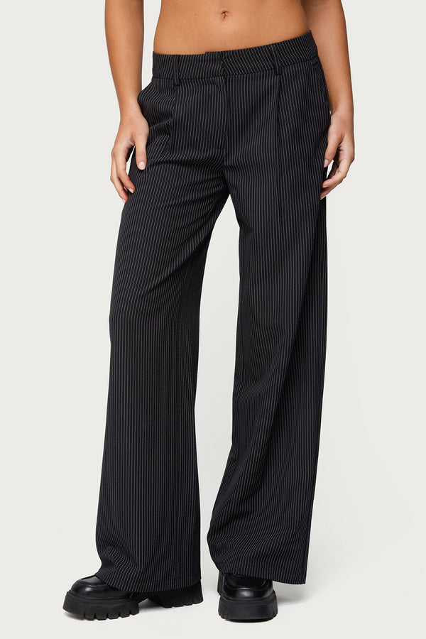 Pinstripe Tailored Straight Leg Trousers